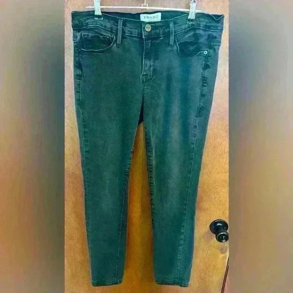 Frame Denim Women Jeans Le Skinny de Jeanne Low-Rise Denim Black #LSS769 Size 29